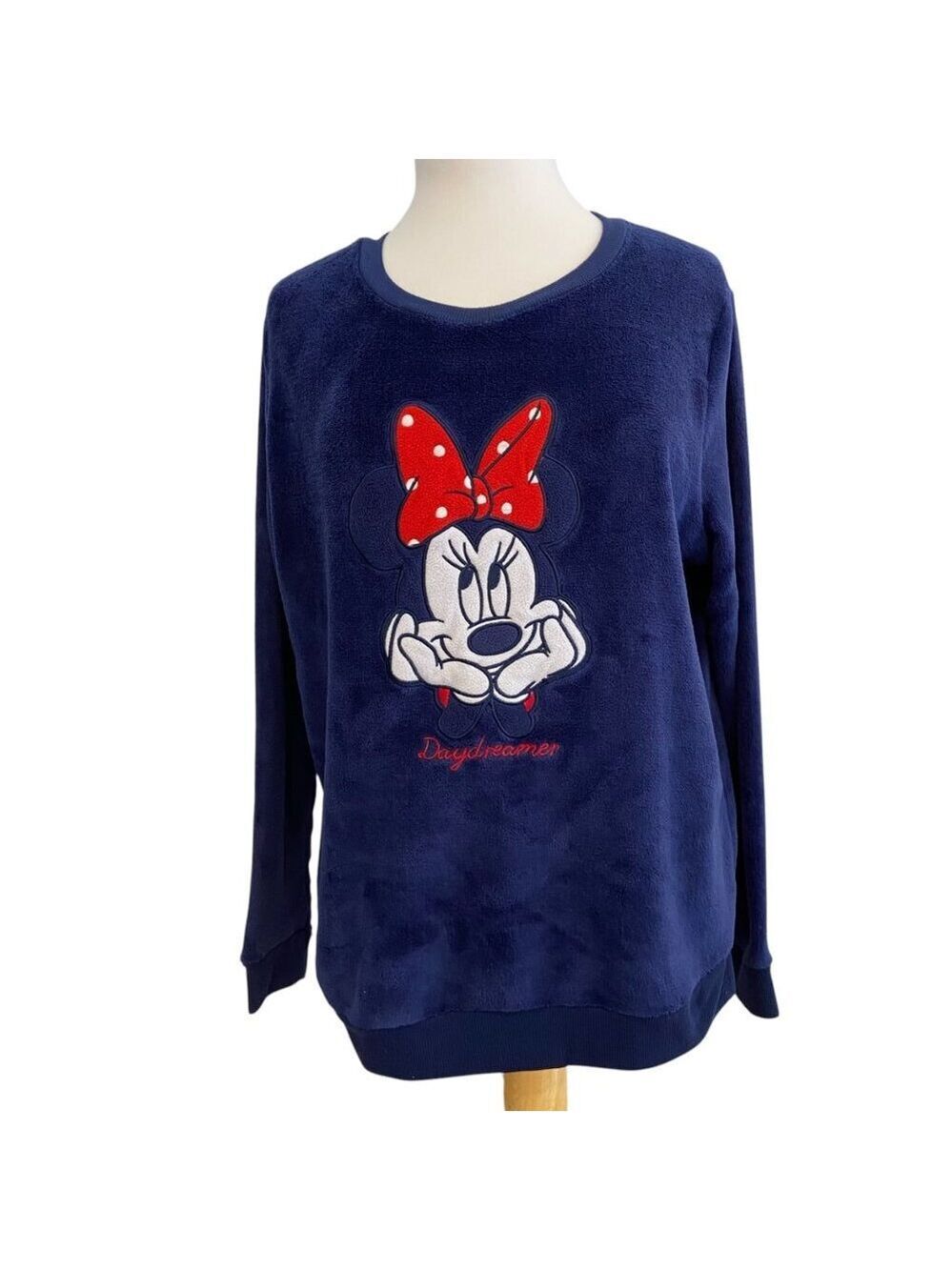 Disney Minnie Mouse Navy Blue Fleece plush Pullover Sweatshirt Daydreamer Graphi